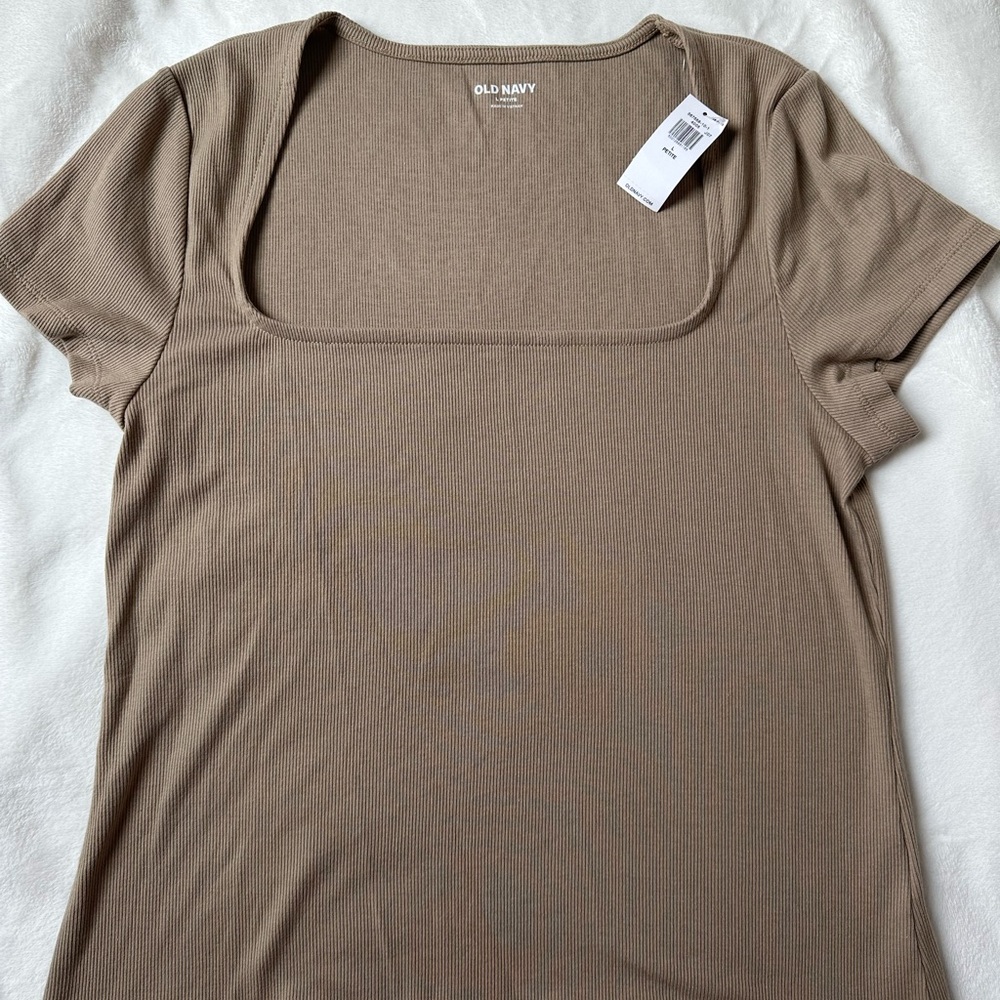 Old Navy Tan Ribbed Square Neck Top